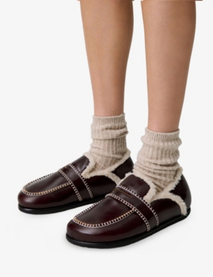 CLAUDIE PIERLOT: Shearling-Lined Leather Mules