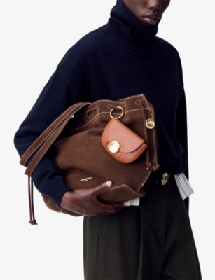 Claudie Pierlot Womens Chocolate Logo-embossed Suede Tote Bag In Brown