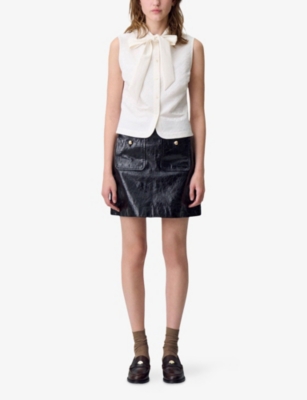 CLAUDIE PIERLOT: Sleeveless Tie-Neck Woven Shirt