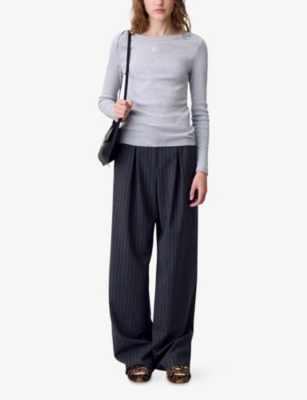 CLAUDIE PIERLOT: Logo-Embroidered Long-Sleeve T-Shirt