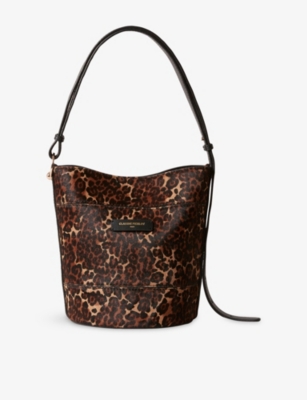 Womens Claudie Pierlot Solveig Leopard Leather Shoulder Bag