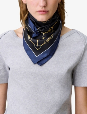 CLAUDIE PIERLOT: Branded-Print Square Silk Scarf
