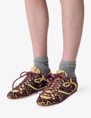 Claudie Pierlot Womens Multicolored Swing Leopard Suede Trainers Eur 39 / 6 Uk In Multi