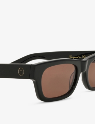 Heaven Mayhem Womens Black Sloane Rectangle-frame Acetate Sunglasses In Black