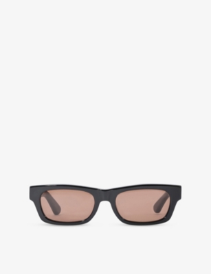 Heaven Mayhem Womens Black Sloane Rectangle-frame Acetate Sunglasses In Black