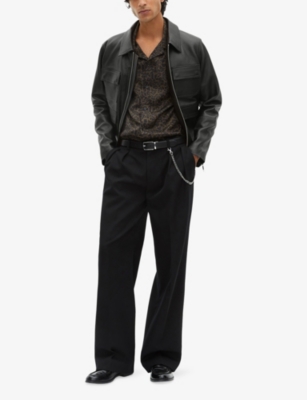 The Kooples Mens Black Four-pocket Zip-up Leather Jacket In Black