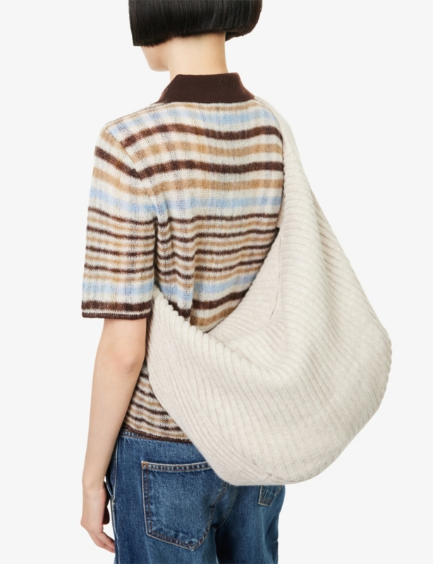 Luna Ribbed Cashmere-Blend Shoulder Bag