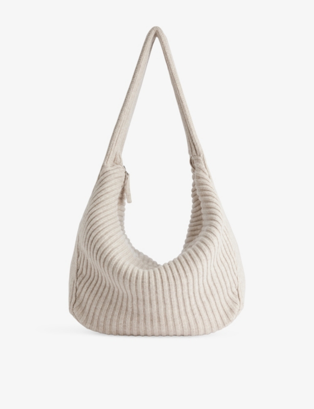 Luna Ribbed Cashmere-Blend Shoulder Bag