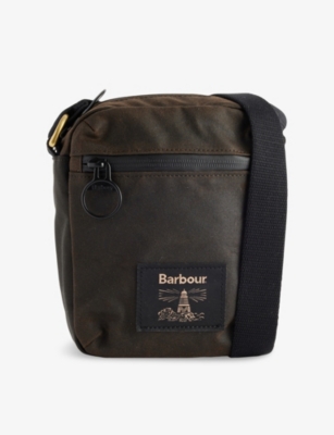 Barbour Mens Olive/black Field Waxed-cotton Cross-body Bag In Multi