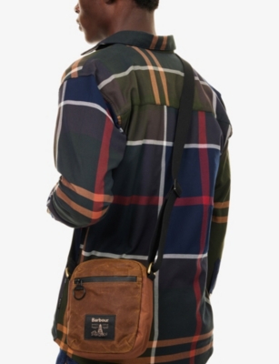 Barbour Mens Tan/black Field Waxed-cotton Cross-body Bag In Multi