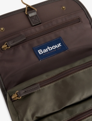 Barbour Mens Olive/beacon Hanging Waxed-cotton Washbag