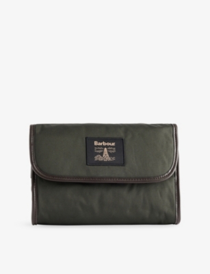 Barbour Mens Olive/beacon Hanging Waxed-cotton Washbag