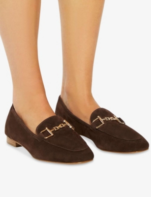 Dune Womens Brown Suede Grained Snaffle-trim Suede Loafers Eur 38/5 Uk In Brown