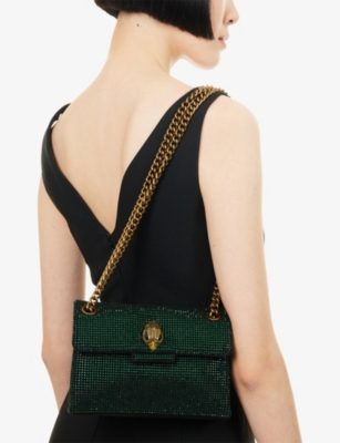 Kurt Geiger Womens Green Comb Mini Kensington Woven Cross-body Bag In Green
