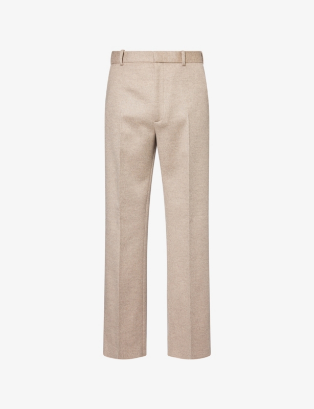 Tailored Straight-Leg Wool-Cashmere Blend Trousers