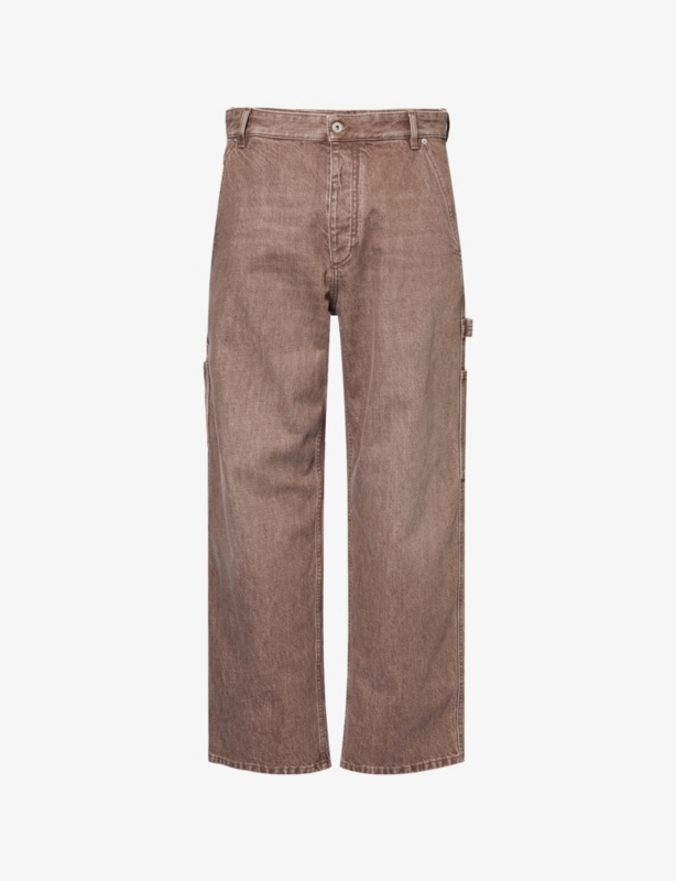 Washed-Effect Straight-Leg Denim Jeans