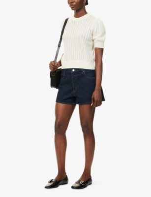 Frame Womens Cream The Ladder Pointelle Cashmere Knitted Jumper In White