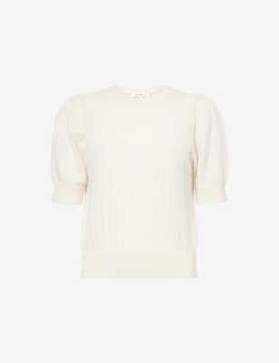 Frame Womens Cream The Ladder Pointelle Cashmere Knitted Jumper In White
