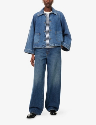 Frame Womens Hex The Swing Raglan-sleeves Denim Jacket In Blue
