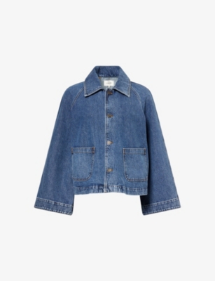 Frame Womens Hex The Swing Raglan-sleeves Denim Jacket In Blue