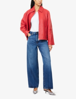 Frame Womens Galactic The Collegiate High-rise Relaxed Wide-leg Denim Jeans In Blue