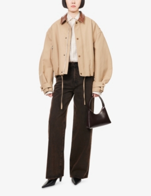 Frame Womens Night Moth The Collegiate Wide-leg Denim Jeans In Brown
