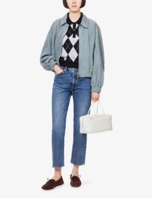 Frame Womens Zeta The Vertical Crop Straight-leg Denim Jeans In Blue
