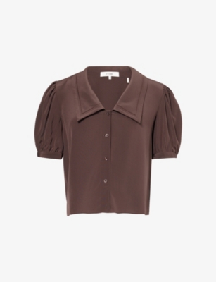 Frame Womens Coffee The Sailor Silk Blouse Xs In Brown