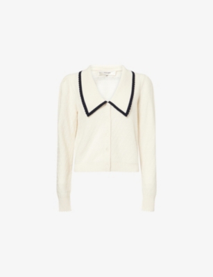 Frame Womens Cream Multi Sailor Long-sleeve Cashmere Sweater
