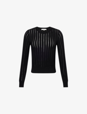 Frame Womens Black The Sheer Stripe Cotton-blend Jumper In Black