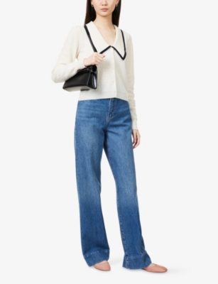 Frame Womens Swan The Streamline High-waist Straight-leg Denim Jeans In Blue