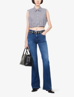 Frame Womens Celebrity The Icon Flared Cotton-blend Jeans In Blue