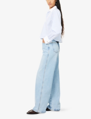 FRAME: The Cuffed Wide-Leg Denim Jeans