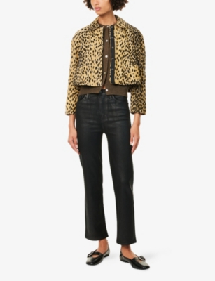 FRAME: Le Sleek Straight-Leg Coated Stretch- Woven Jeans