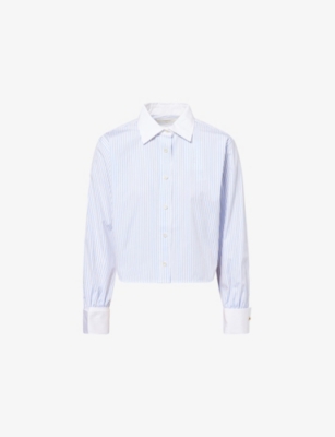 Frame Womens Oxford Blue Multi The Charles Stripe Cotton Shirt In Blue