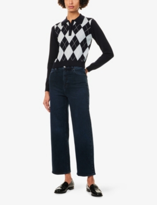 Frame Womens Untold The Wide High-rise Denim Jeans In Black