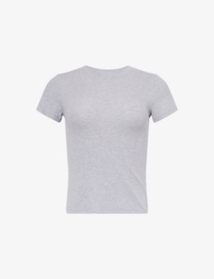 Frame Womens Heather Grey The Rib Baby Tee Modal-jersey Top In Gray