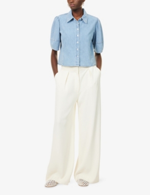 Frame Womens Aphrodite The Lantern Denim Blouse In Blue