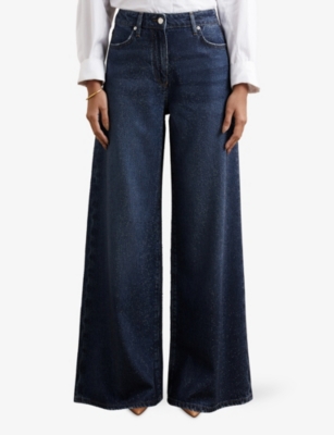 REISS: Mimi Wide-Leg Mid-Rise Jeans