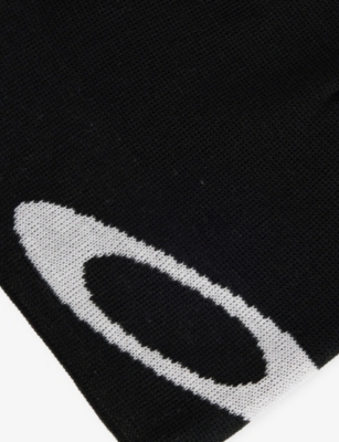 Oakley Mens Ellipse Branded Knitted Beanie Black/white In Black