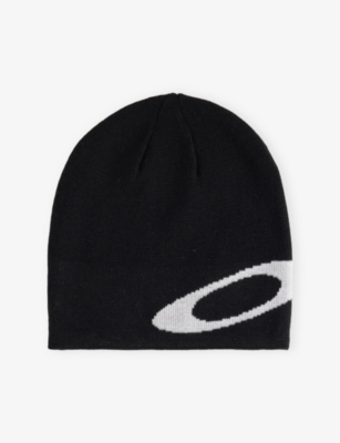 Oakley Mens Ellipse Branded Knitted Beanie Black/white In Black