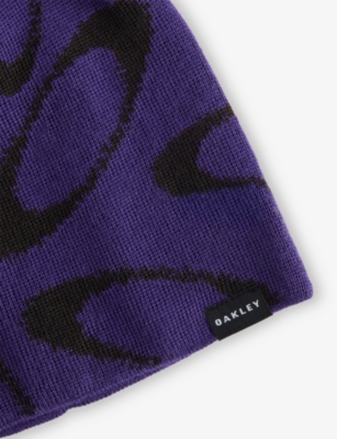 Oakley Mens Deep Amethyst Ellipse Graphic Knitted Beanie In Blue