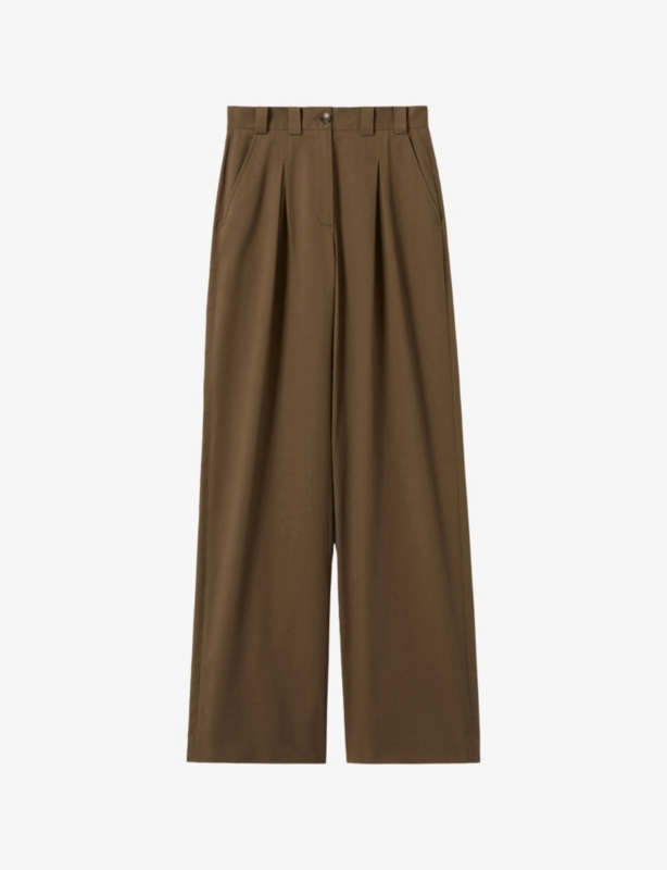 Straight-Leg High-Rise Stretch-Cotton Trousers