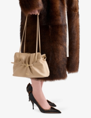 Prada Womens Neutral Small Dada Leather Shoulder Bag In Neutral