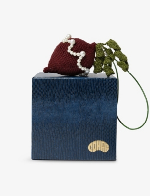 Gohar World Mens Purple Beetroot Crochet Bag Charm 10cm In Purple