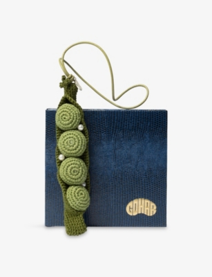 Gohar World Mens Green Bean Crochet Bag Charm 10cm In Green