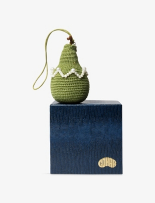 Gohar World Mens Green Pear Crochet Bag Charm 10cm In Green