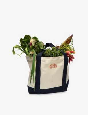 Gohar World Mens Navy Brand-embroidered Cotton-canvas Tote Bag In Blue