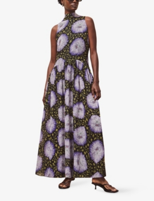 Ro&zo Womens Lilac Iris Scarf-detail Chiffon Maxi Dress In Purple