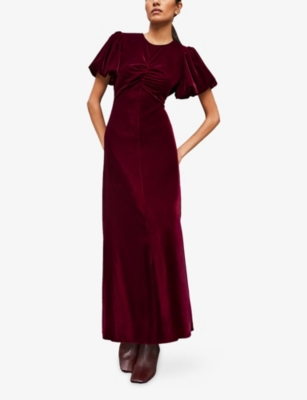 Ro&zo Womens Plum Jessie Puff-sleeve Velvet Maxi Dress In Purple